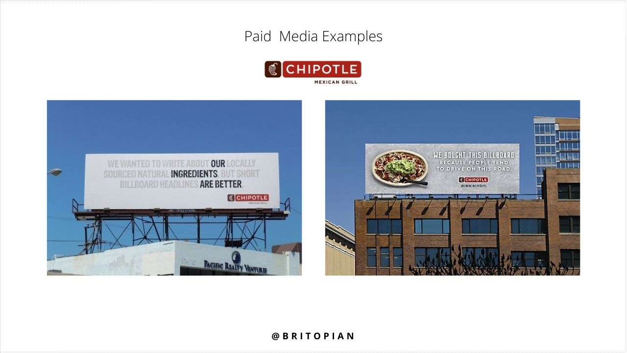 An image of paid media channels - Chipotle billboard advertising.