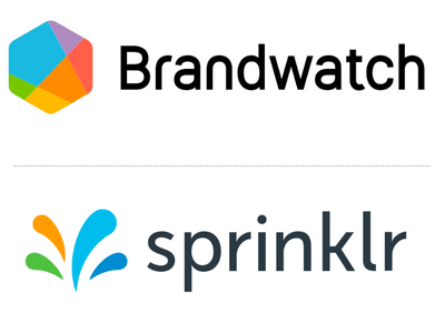 An image of the Brandwatch and Sprinklr logo