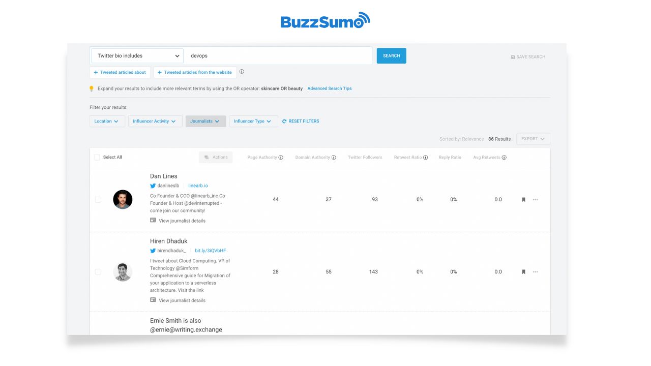 An image of the Buzzsumo content marketing platform.
