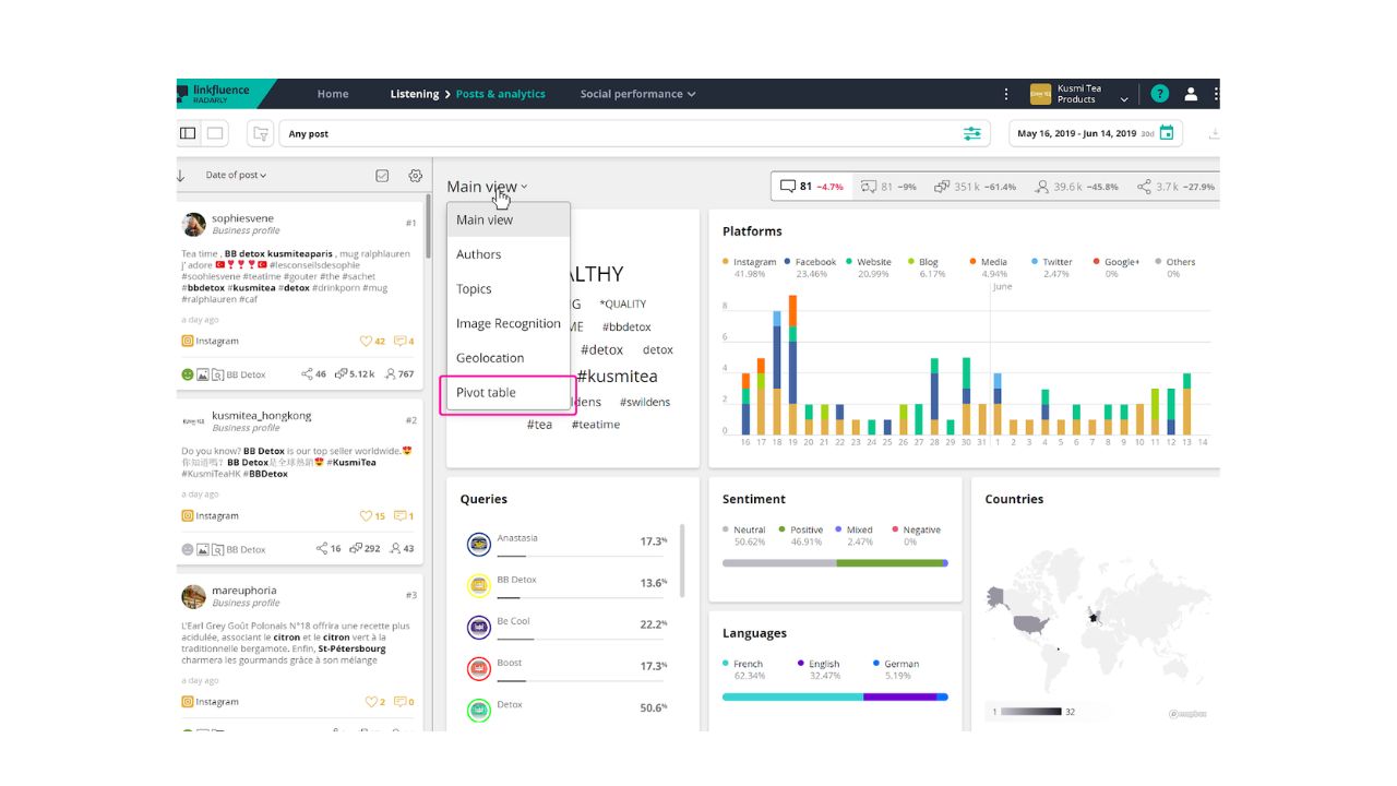 Linkfluence Social Media Monitoring platform Radarly