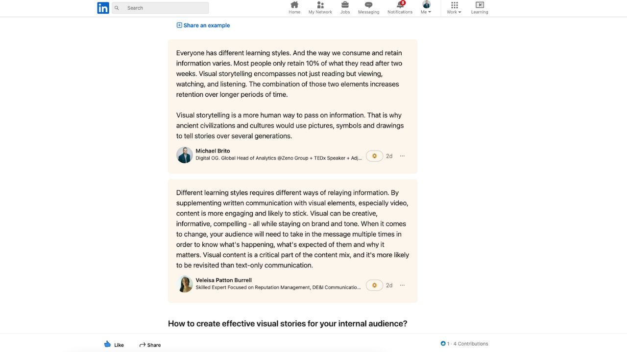 Contributions to the LinkedIn collaborative article.