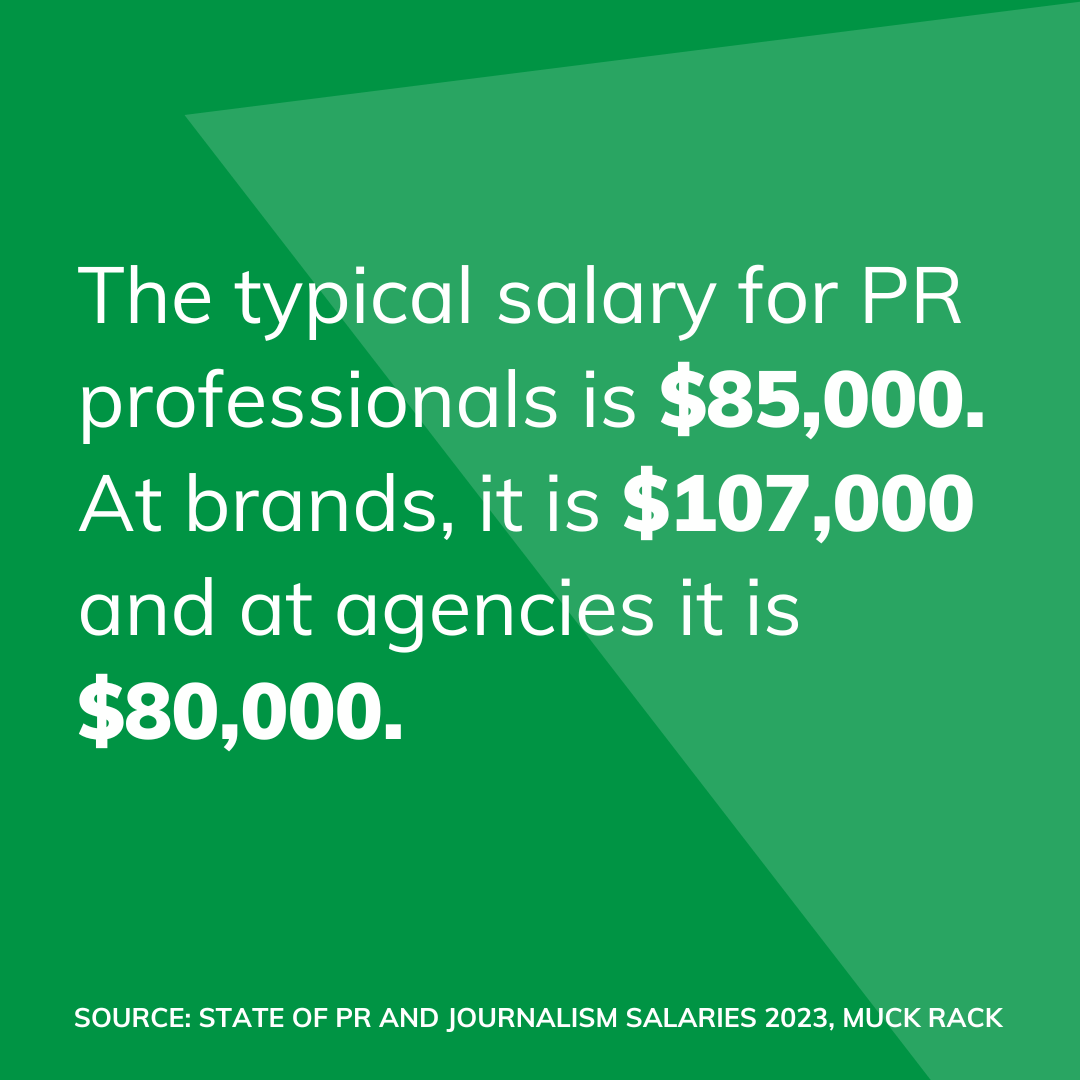 The typical PR salary is $85,000